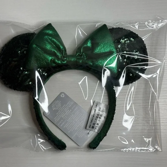 Sequined Emerald Green Minnie Mouse Ears